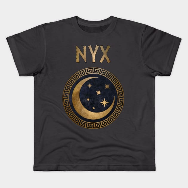 Nyx Greek Goddess of Night Ancient Symbol Kids T-Shirt by AgemaApparel